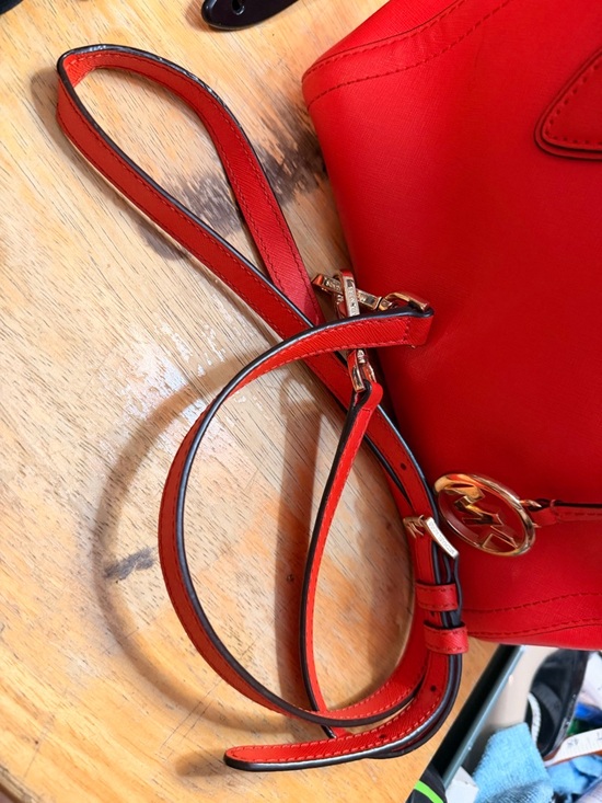 Michael Kors Red Saffiano Satchel with Gold Hardware - Picture 7 of 8